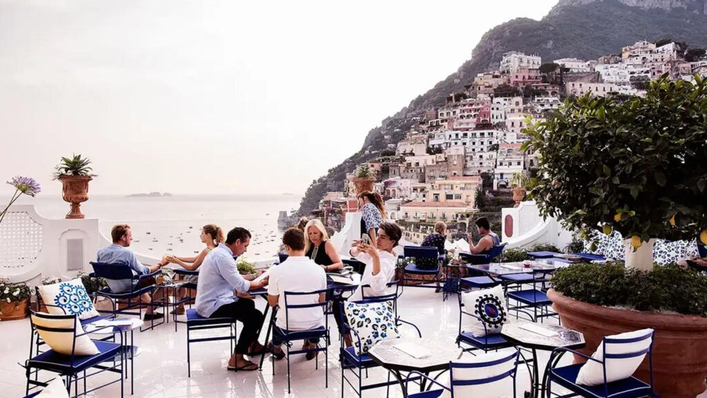 terrasse vu sur mer à Positano